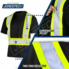 Hi Vis Black Shirt ANSI Class 1 Reflective Safety Short Sleeve HIGH VISIBILITY