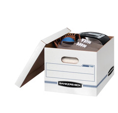Bankers Box Basic Duty Letter/Legal File Storage Box with Lids, 10 Pack, White C