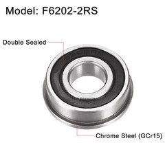 4Pack F6202-2RS 15mmx35mmx11mm Flange Ball Bearing Both Side Sealed Chrome Steel
