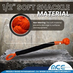2 PC 1/2” x 22” Synthetic Soft Shackle Tow Rope Recovery Strap 37,400LBS