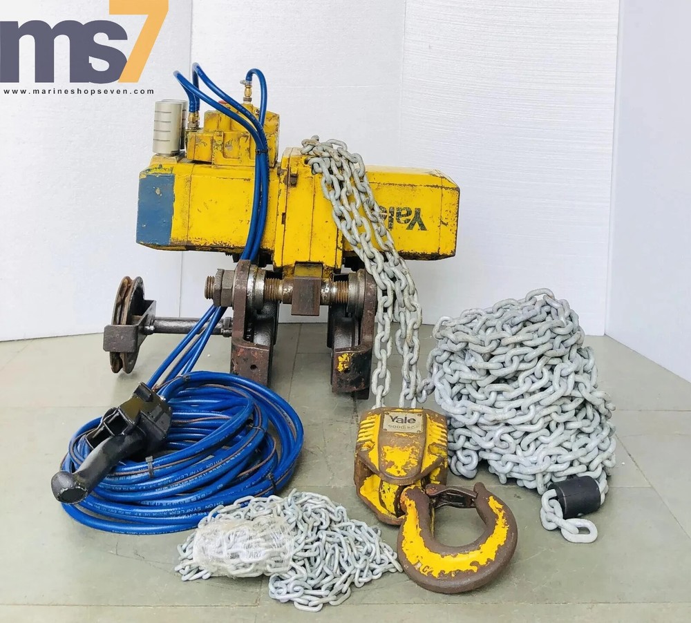 YALE CPA 60-3 PNEUMATIC AIR CHAIN HOIST 6 TONS CAPACITY 32 FT. CHAIN W/ TROLLEY