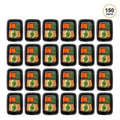 Freshware Meal Prep Containers 1 Compartment Food Storage 16OZ-150PK, Black