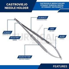 3 Pcs Castroviejo Micro Surgery Scissors + Needle Holder + Suture Tying Forceps