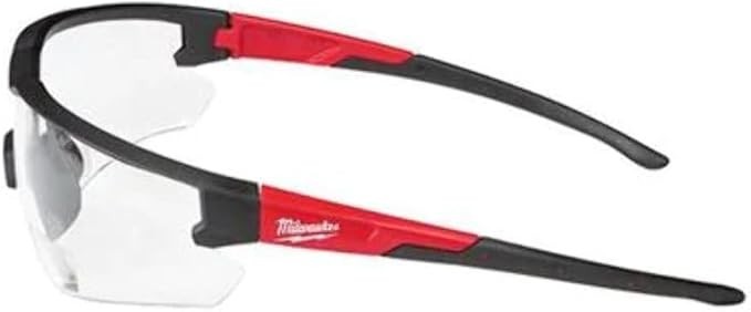 MILWAUKEE Anti-Scratch Magnified Safety Glasses Clear Lens Black/Red Frame NEW