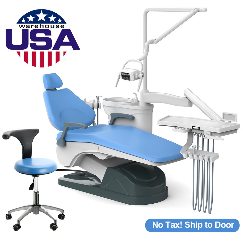 AZDENT Unidad de Silla Dental Sillon Motor DC Chair Cuero Duro PU Taburete Movil