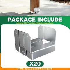 20Pcs 4×4 Post Base for Deck/Concrete, Heavy Duty, with 1″ Standoff & Anti-Rust