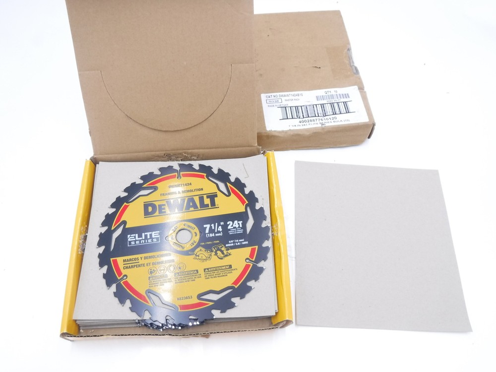 10 Pack DeWalt Elite Series 7-1/4″ 24 Teeth Blister Circular Saw Blades