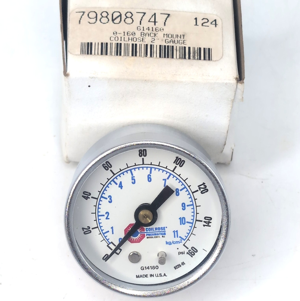 Coilhose G14160 1/4NPT Back Mount 0-160 PSI 2″ Chrome Dial Gauge Pneumatics New