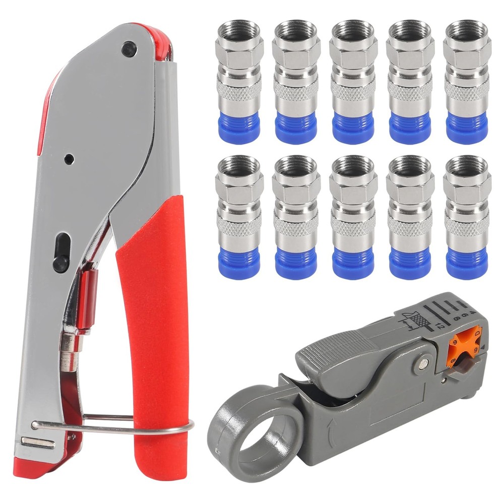 RG6 RG59 Coax Cable Compression Crimper Tool Kit,with 10 pcs Coaxial…