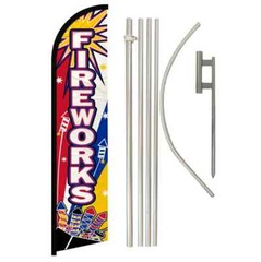 Fireworks Boom Windless Full Curve Advertising Banner Flag & Pole Kit