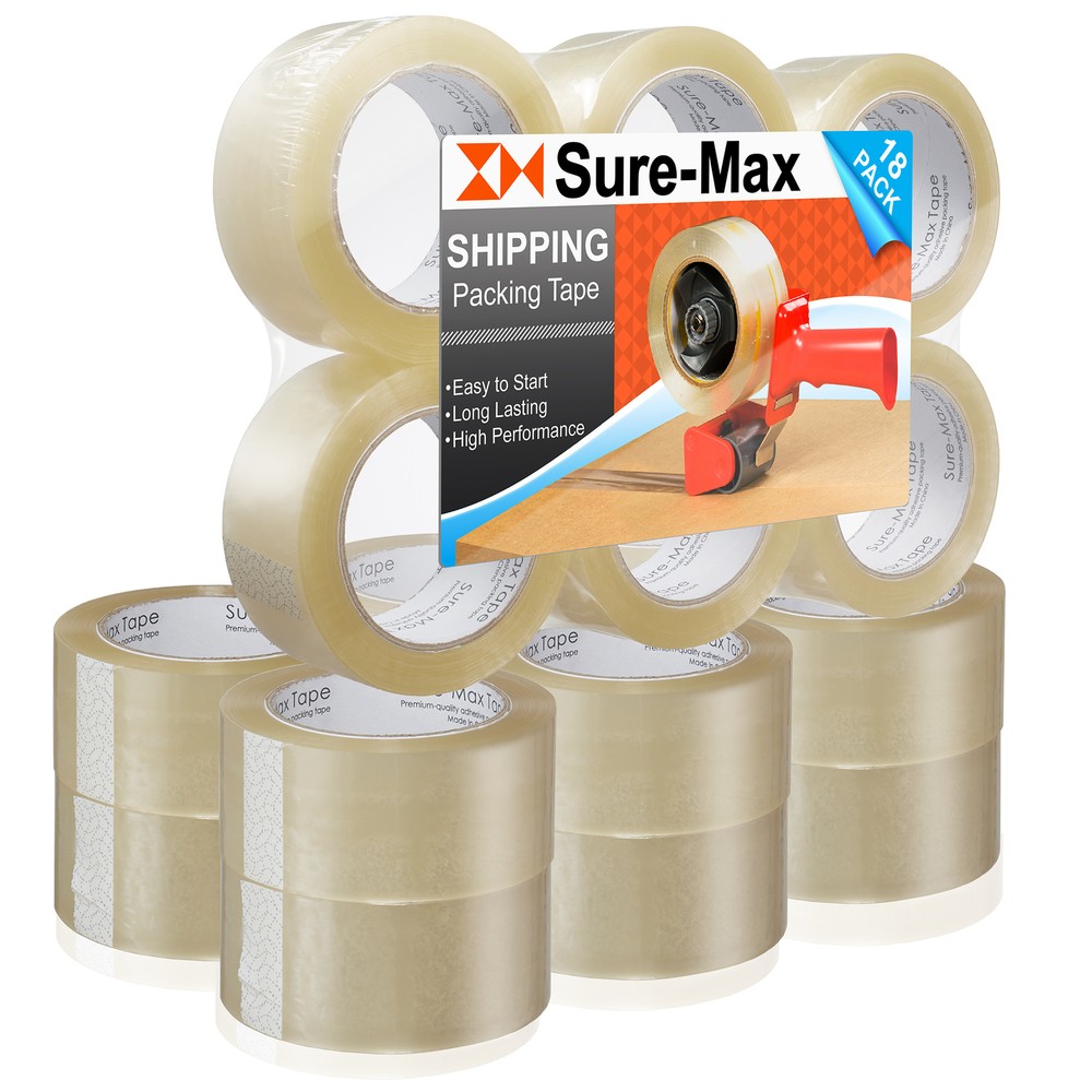 18 Rolls Carton Sealing Clear Packing Tape Box Shipping- 1.8 mil 2″ x 110 Yards