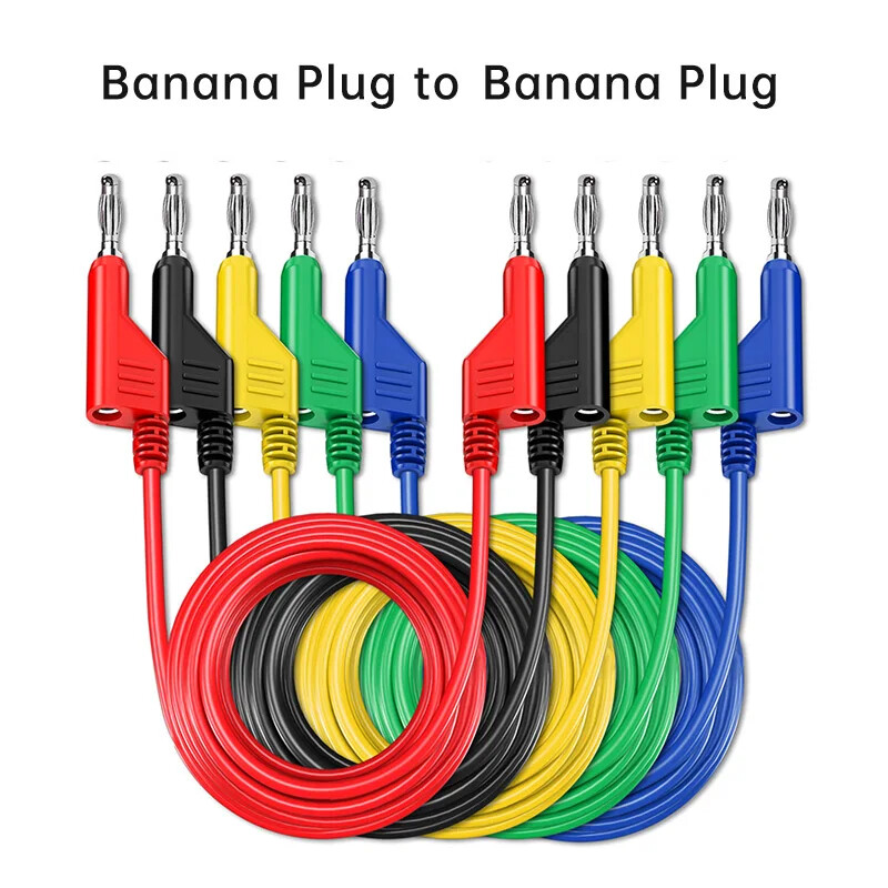 5PCS 1000V 15A 4mm Copper Banana Plug to Plug 1M Multimeter Test Leads PVC Cable
