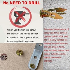 200 Pcs Self Drilling Drywall Anchors with Screws,100 Sheetrock Anchors 0.47x…
