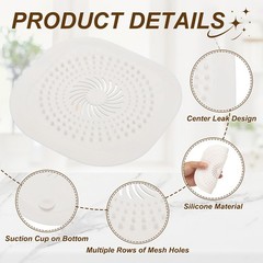 2Pcs Square Drain Cover 5.9 Inch Shower Hair Catcher Gray/White