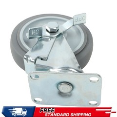 4 Pieces Load Capacity 1400 Pounds Heavy Duty Casters 5″ Side Brakes Rubber Gray