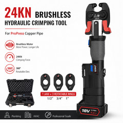 M12 24KN Cordless ProPress Tool Kit, 360° Rotating Jaws, 1/2″ 3/4″ 1″