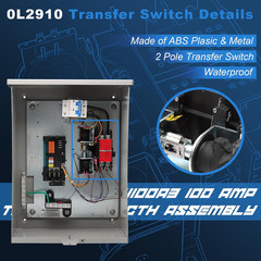 0L2910 Automatic Transfer Switch 100 Amp with Handle Fit for Generac | 100A 2P 2