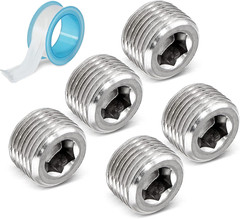 3/8″ NPT Male Plug, 304 Stainless Steel Internal Hex Thread Pipe Plug Socket Kit