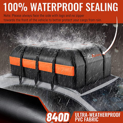 15 Cu Ft Waterproof Car Rooftop Cargo Carrier Bag Roof Rackless Mat Straps Lock