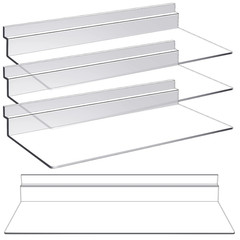 4 Pack Clear Slatwall Shelves 4×10 Inch Plastic Wall Display Shelf