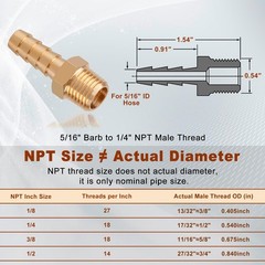 Boeray 5pcs Brass Hose Barb Fittings 5/16 Inch Barb to 1/4 Inch NPT Male Thre…