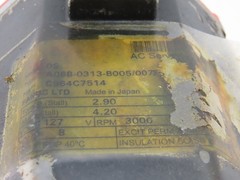 Fanuc A06B-0313-B005 127V AC 3000 PRM 8 Pole 4.20A AC Servo Motor