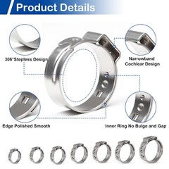 100/260Pc Stainless Steel Single Ear Car High Pressure Fuel Stepless Hose Clamps