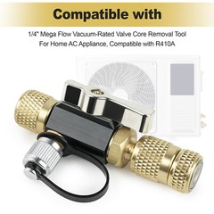 1/4″ Mega Flow Vacuum-Rated Valve Core Removal Tool for Home AC Appliance