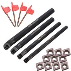 4 SCLCR06 7/8/10/12mm Lathe Boring Bar Tunring Tool Holder +10 Inserts CCMT0602