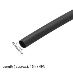Heat Shrink Tube 2:1 Electrical Insulation Tubing Black 3.5mm Dia. 15m Length