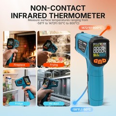 Infrared Thermometer, -58°F to 1472°F(-50~800°C), Non-Contact Digital Laser T…
