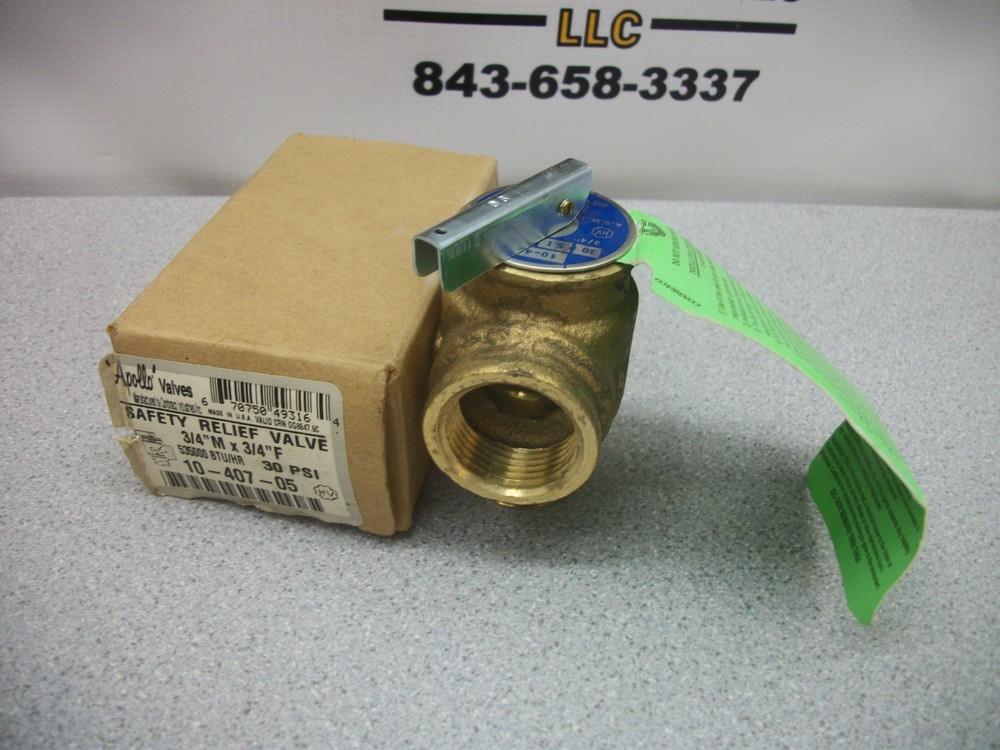 APOLLO 3/4″ M X 3/4″ F SAFETY RELIEF VALVE 10-407-05 30PSI NIB