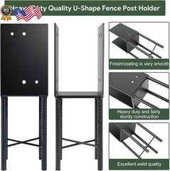 4 Pcs 6″x6″ Heavy Duty U-Shaped Post Base for Concrete Wet Concrete Post Anc