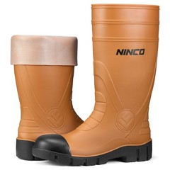 NINGO Men Steel Toe Waterproof Rain Boot Puncture & Slip Resistant Mud Work Boot