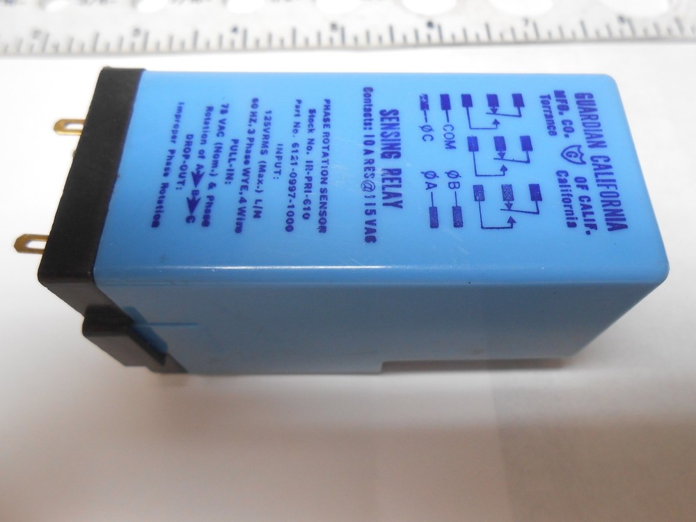 6121-0997-1000 GUARDIAN SENSING RELAY 125 VRMS/ 60 HZ/ 75 VAC 3 PHASE 4 WIRE NOS