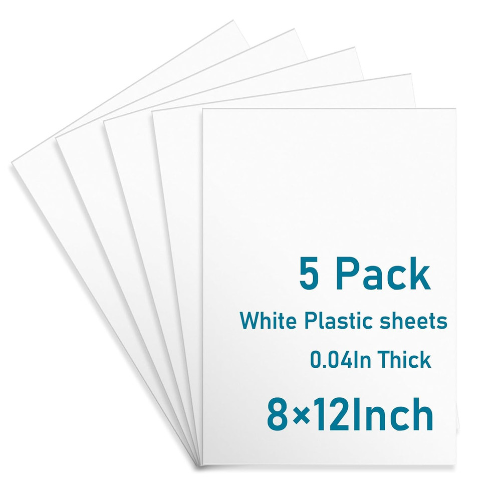 5 Pack White Plastic Sheets 8X12X0.04In Flexible High Tensile Plastic Sheets Har
