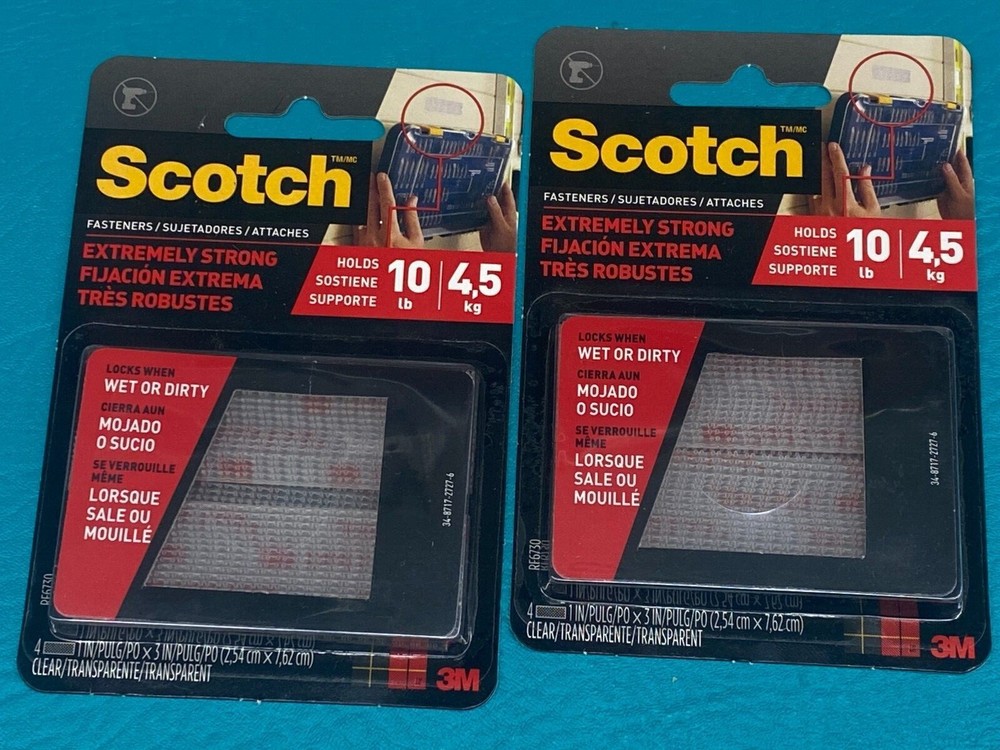 2 Packs Scotch Fastener 3M Indoor Outdoor Heavy Duty Hook & Loop Stick On 8 pcs