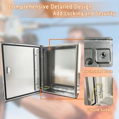 12x10x6″ 304 Stainless Steel Enclosure IP66 Waterproof and Dustproof Metal Box
