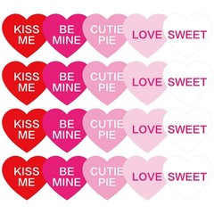 50 Pcs Valentine’s Day Heart Cutouts Cut-Outs Red Pink White Conversation Heart
