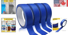 4 Rolls Blue Painters Tape, 0.94in x 22yd – No Residue & Easy Removal