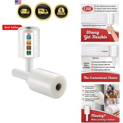 2 Pack Industrial Strength Mini Hand Stretch Wrap 5″ 1000 Ft Roll 80 Gauge Th…