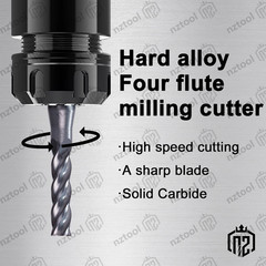 10 PCS 4 Flute 1/16″ x 1-1/2″ Overall Length Carbide End Mill -AlTiN Coated