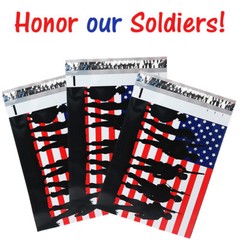 10×13, 12×15 U.S Soldier Patriotic Poly Mailers, Custom Flag Shipping Envelopes
