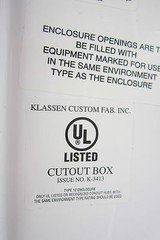 NEW KLASSEN 10 X 8 X 6 TYPE 12 ENCLOSURE K-3413 10X8X6