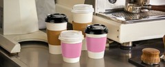 100 Pack] Pink Coffee Cup Sleeves Disposable for Hot Drinks, Durable Corrugated