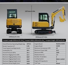 3.5 Ton Mini Excavator Kubota V1505 Cab AC Boom Swing Hydraulic Pilot EPA 25HP