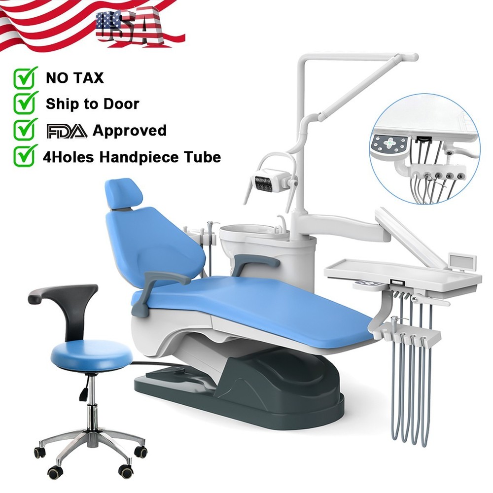 Dental Unit Chair Computer Controlled DC Motor PU Hard Leather+Stool TJ2688-A1