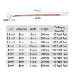 100x Battery Lead Earth Strap Leng 200/250/300mm Flexible Cable Tin Copper Braid