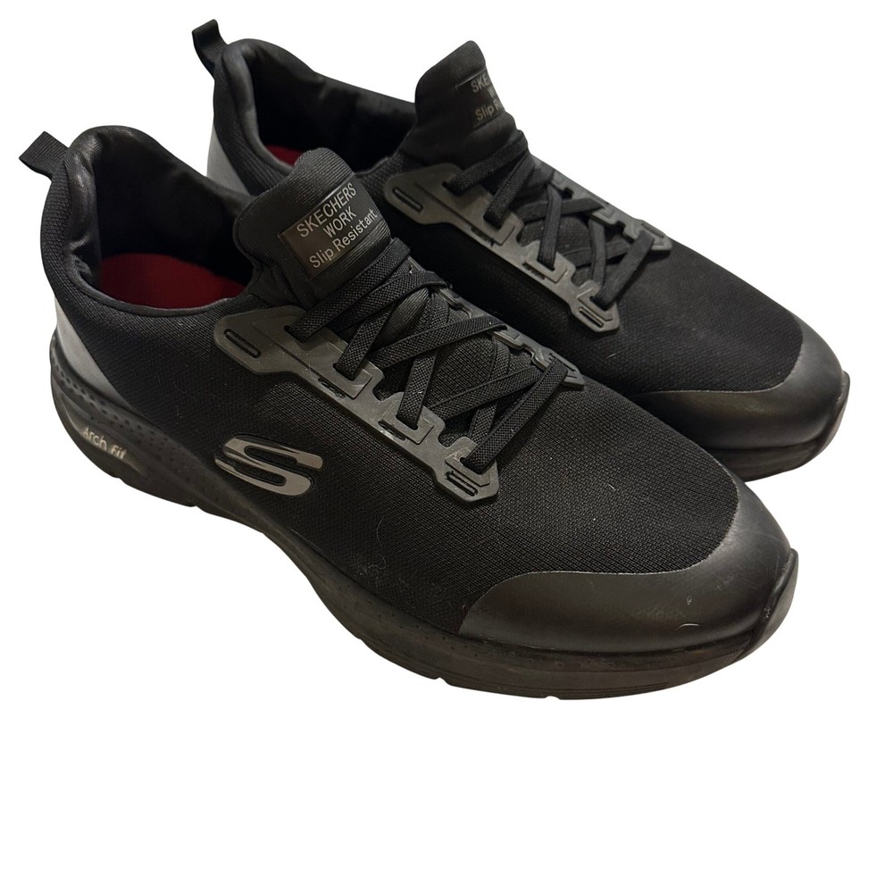 Skechers Work Shoes Mens 13 Black Arch Fit Slip Resistant EH Safety Sneakers