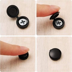 100 Pieces Hinged Screw Cover Caps Plastic Fold Snap Washer Flip Tops Black SM